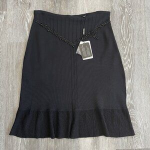 Michelle Nicole NEW Black Knit Skirt Beaded Detail Black Size Large 90s Y2k NOS